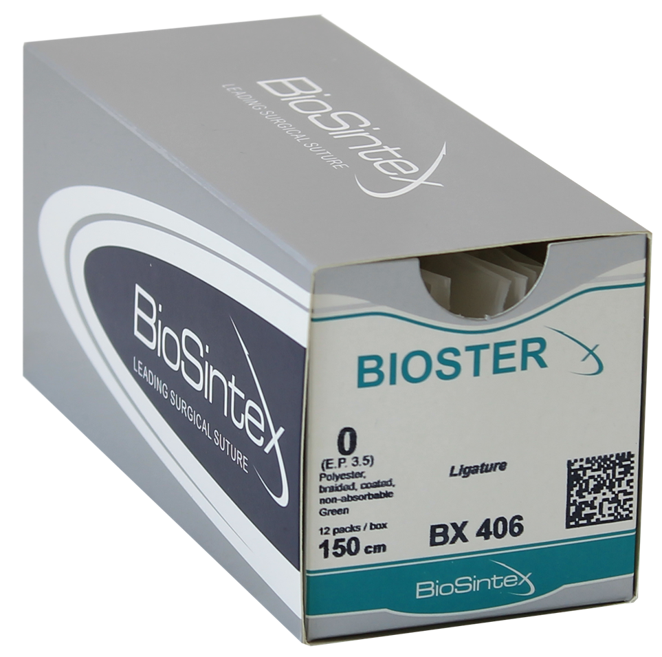 Bioster(BX 451),Поліестер,зелений USP 2 (M5),75см, кол. голка 40 мм,1/2 кола
